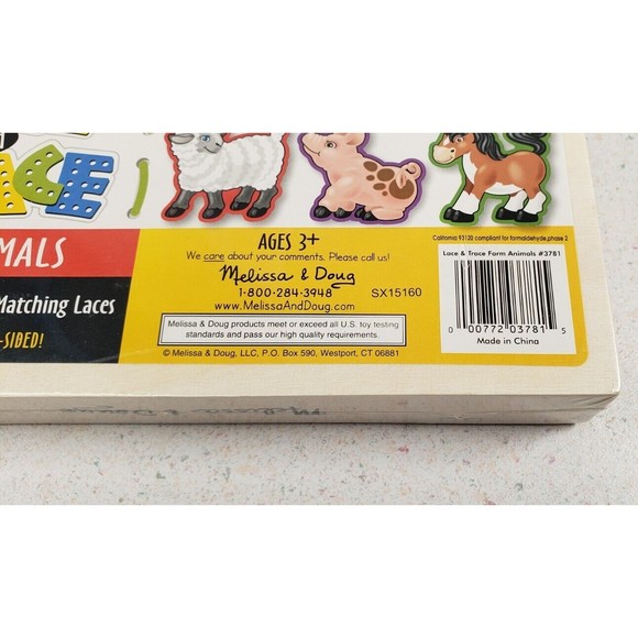 Melissa and Doug Lace and Trace Farm Animals Wooden Panel & Laces - Ages 3+ NEW - Picture 12 of 14